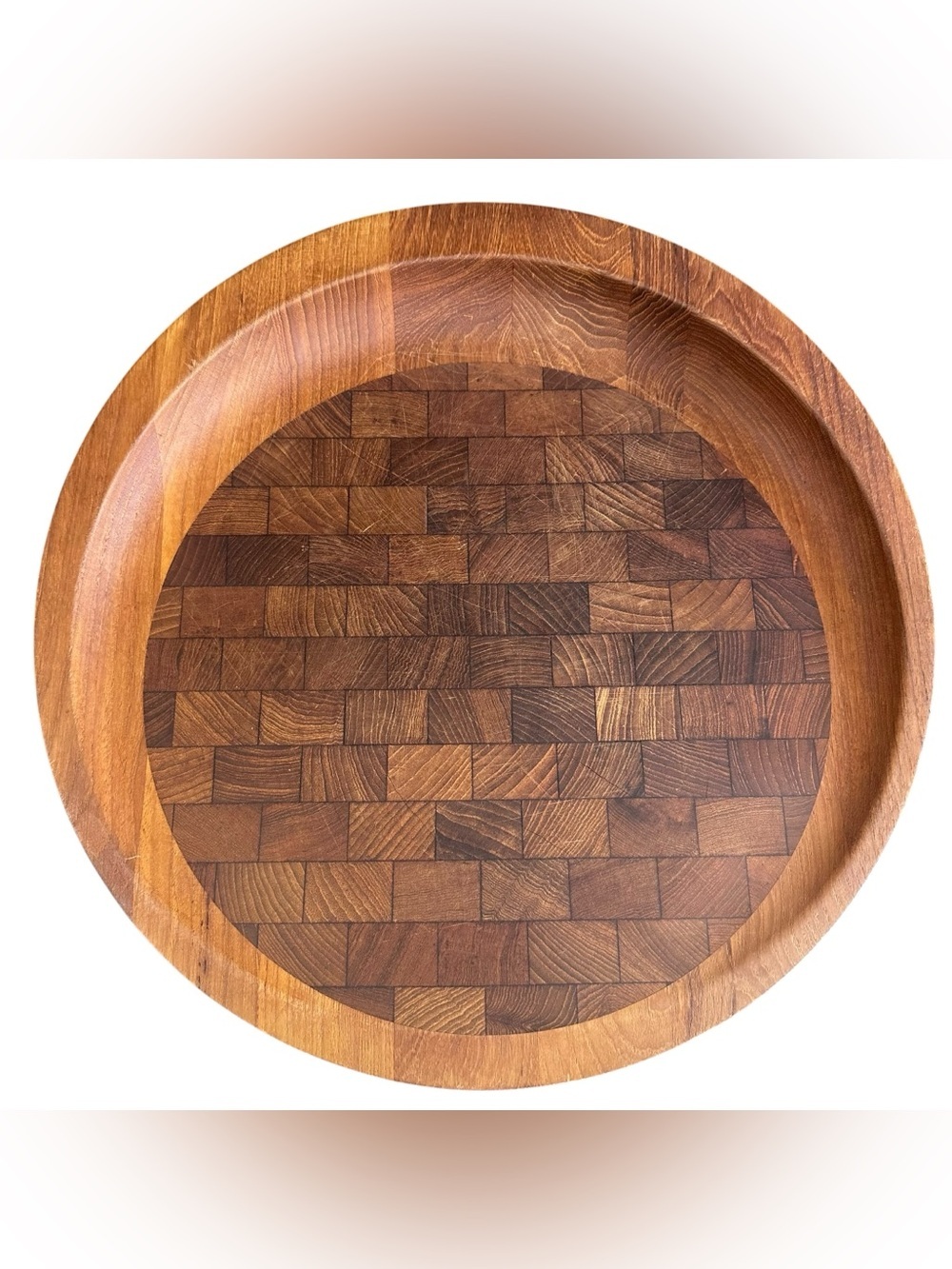 Dansk 15" Staved Teak Slanted Tray Cutting Board 4 Ducks Logo Quistgaard MCM